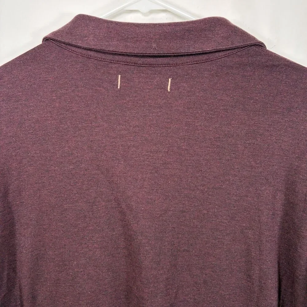 Banana Republic Luxury Touch Performance Long Sleeve Polo Shirt Men Large Maroon